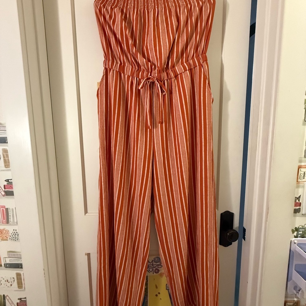 No Boundaries Orange and White Jumpsuit NWT